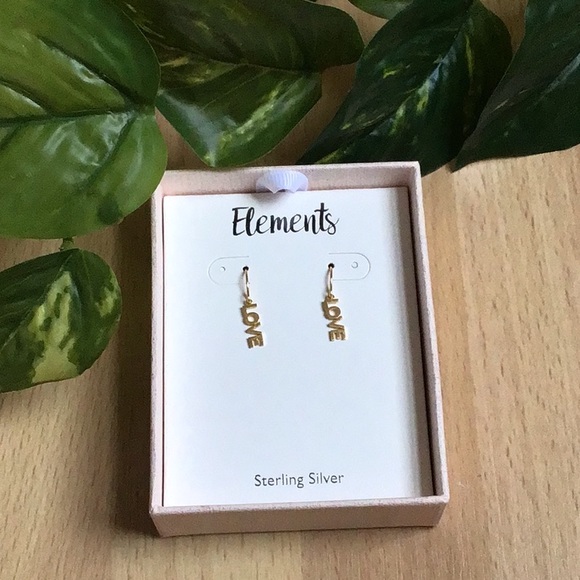 LOVE Drop Earrings Gold-Plated Sterling Silver - Picture 2 of 9